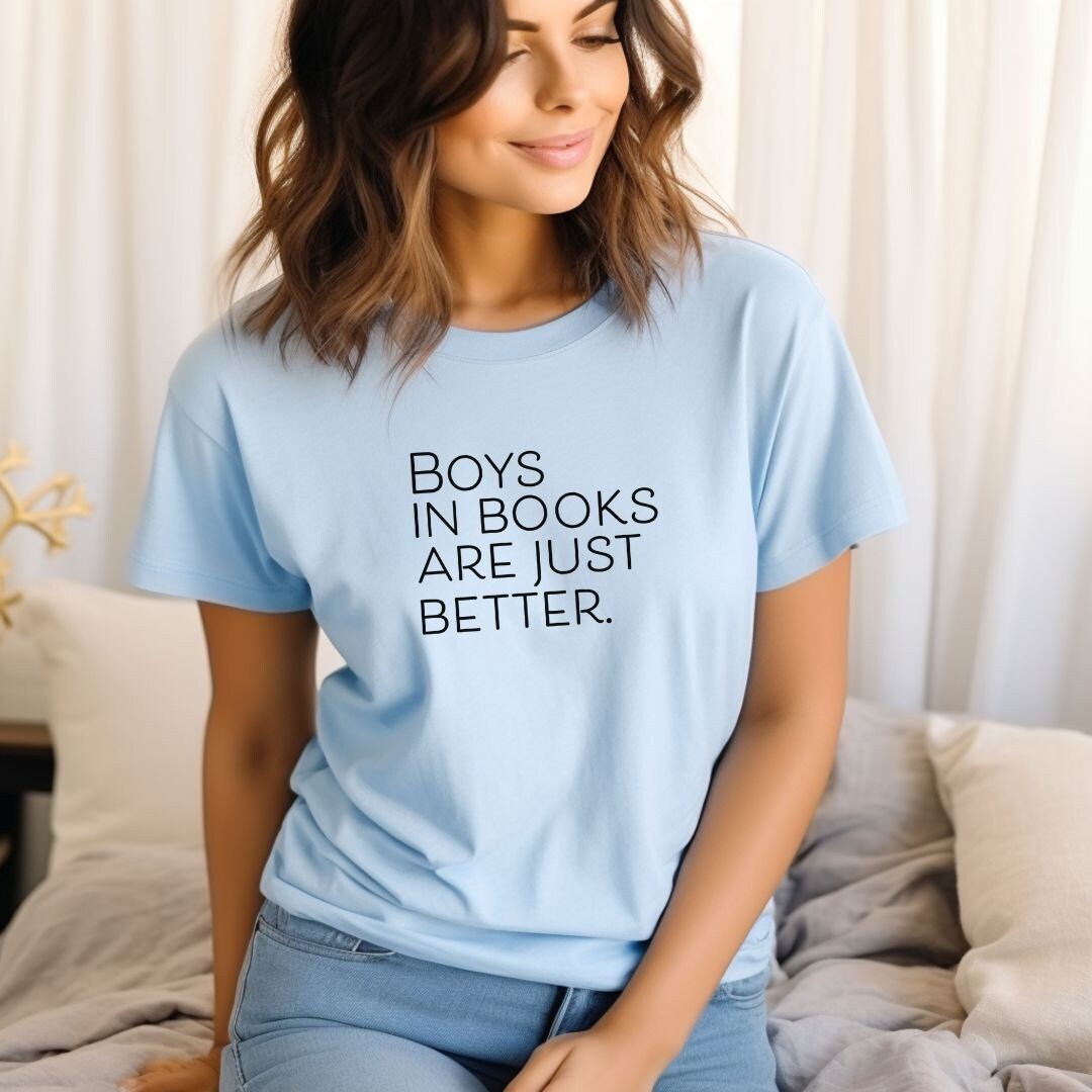 Boys in Books are better T-Shirt, Crop top, College Shirt, funny, Y2K Tee, Gag gift, Book lover t-shirt, Joke t-shirt, Bookclub tee, Bookish