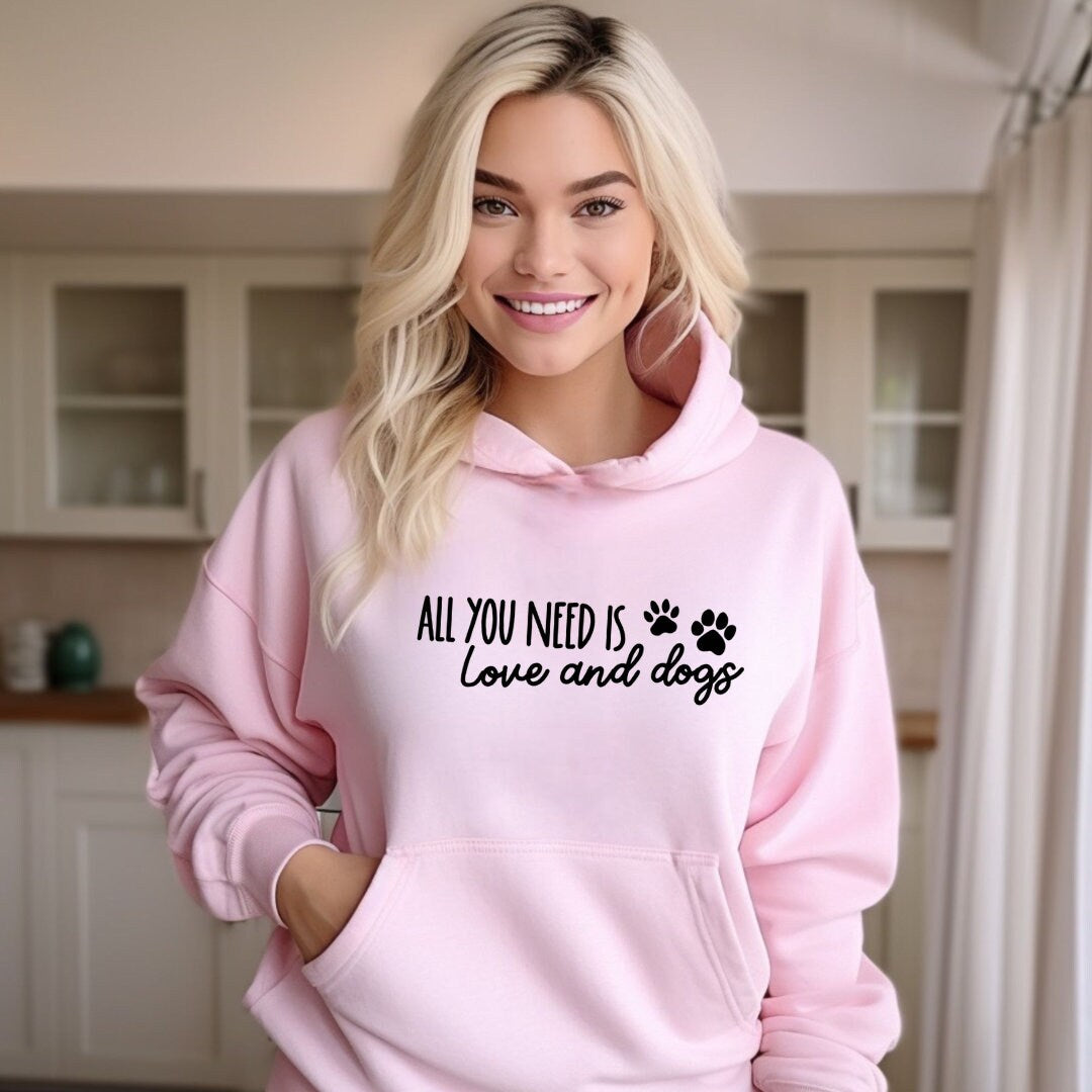 All You Need is Love and Dogs Sweater, Hoodie, T-Shirt, Crop Top, Gift, Girlfriend, Sister, friend, Dog Lover, Dog Mom, Valentine's Day,