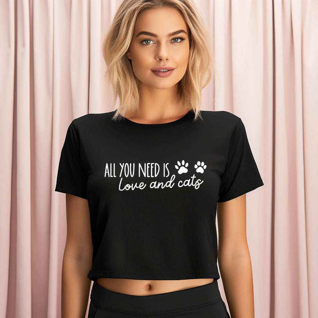 All You Need is Love and Cats Sweater, Hoodie, T-Shirt, Crop Top, Gift, Girlfriend, Sister, friend, Cat Lover, Cat Mom, Valentine's Day,