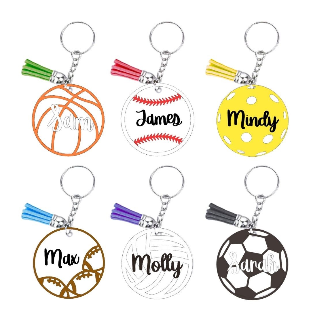 Personalized Sports Key Chains for daughter, son, Mom, Best friend, Keychain Gift, Gift for Her, Gift for kids, Gift for New Driver