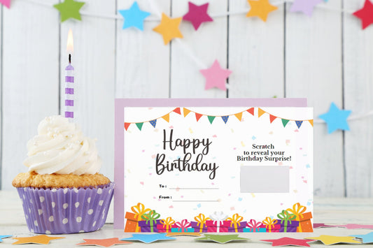 Custom Birthday Scratch off, Birthday Coupon with custom message, Surprise Message, Birthday gift for everyone, write your own message