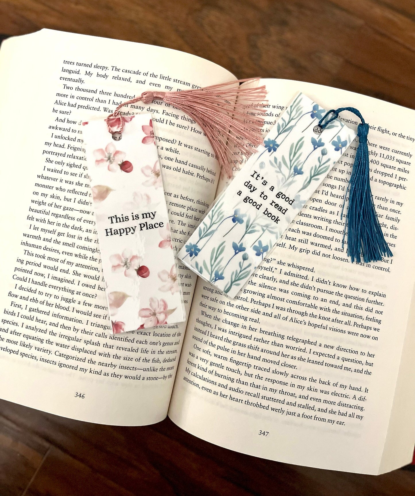 Book Quote Bookmarks, Bookish, Bookmark with Tassel, Floral Bookmarks, Gift for Booklover, Reader, 2 Sided Laminated Cardstock Bookmark