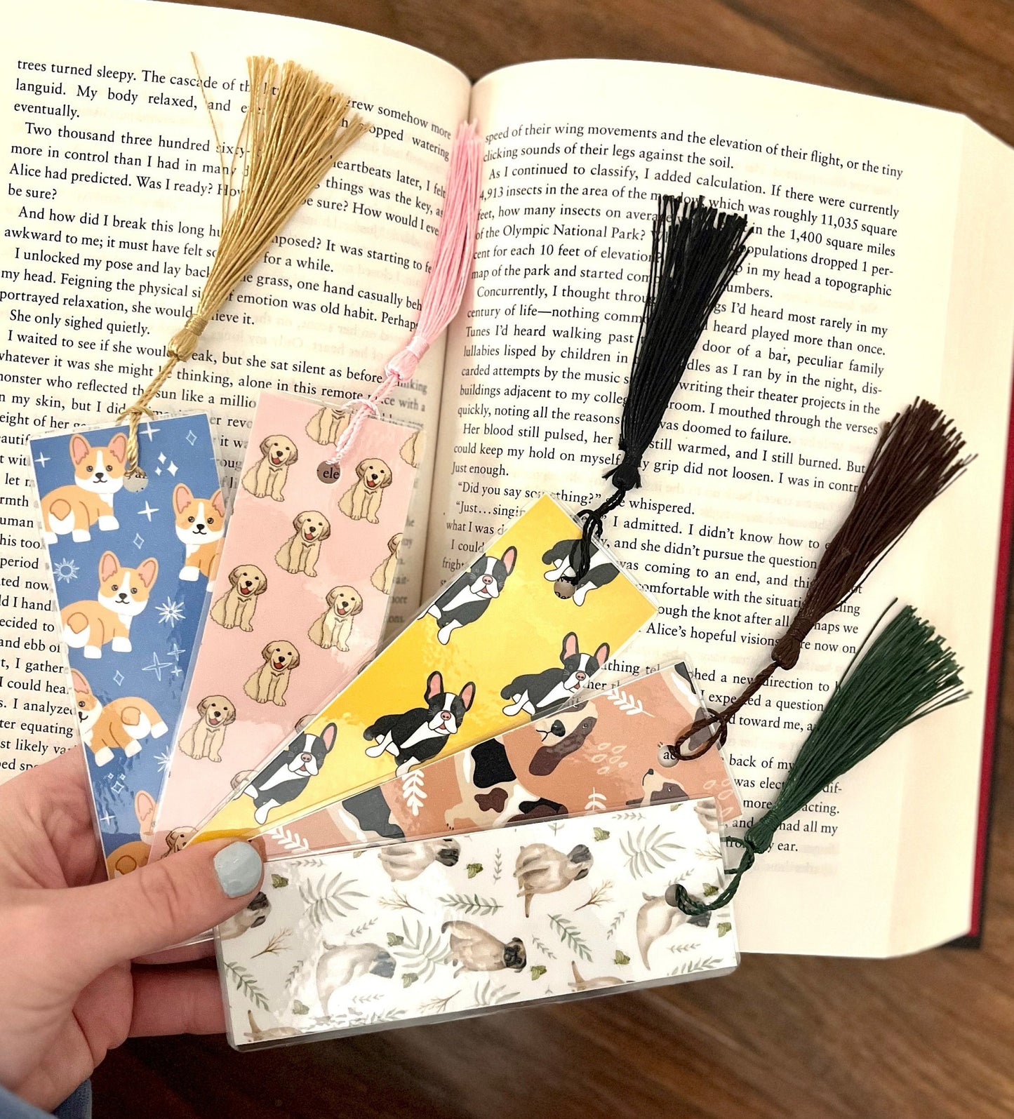 Dog Themed Bookmarks, Bookish, Bookmark with Tassel, Dog Lover Bookmarks, Gift for Booklover, Reader, 2 Sided Laminated Cardstock Bookmark