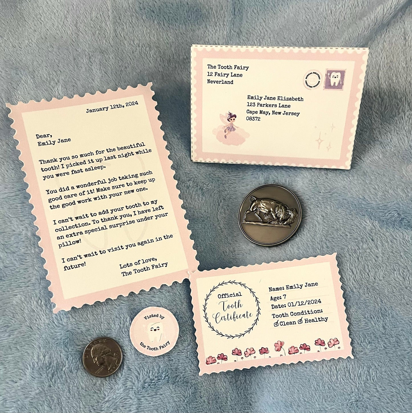 Personalized Mini Tooth Fairy Set, Includes Envelope, Letter, Certificate, printable, letter from tooth fairy, diy tooth fairy note, digital