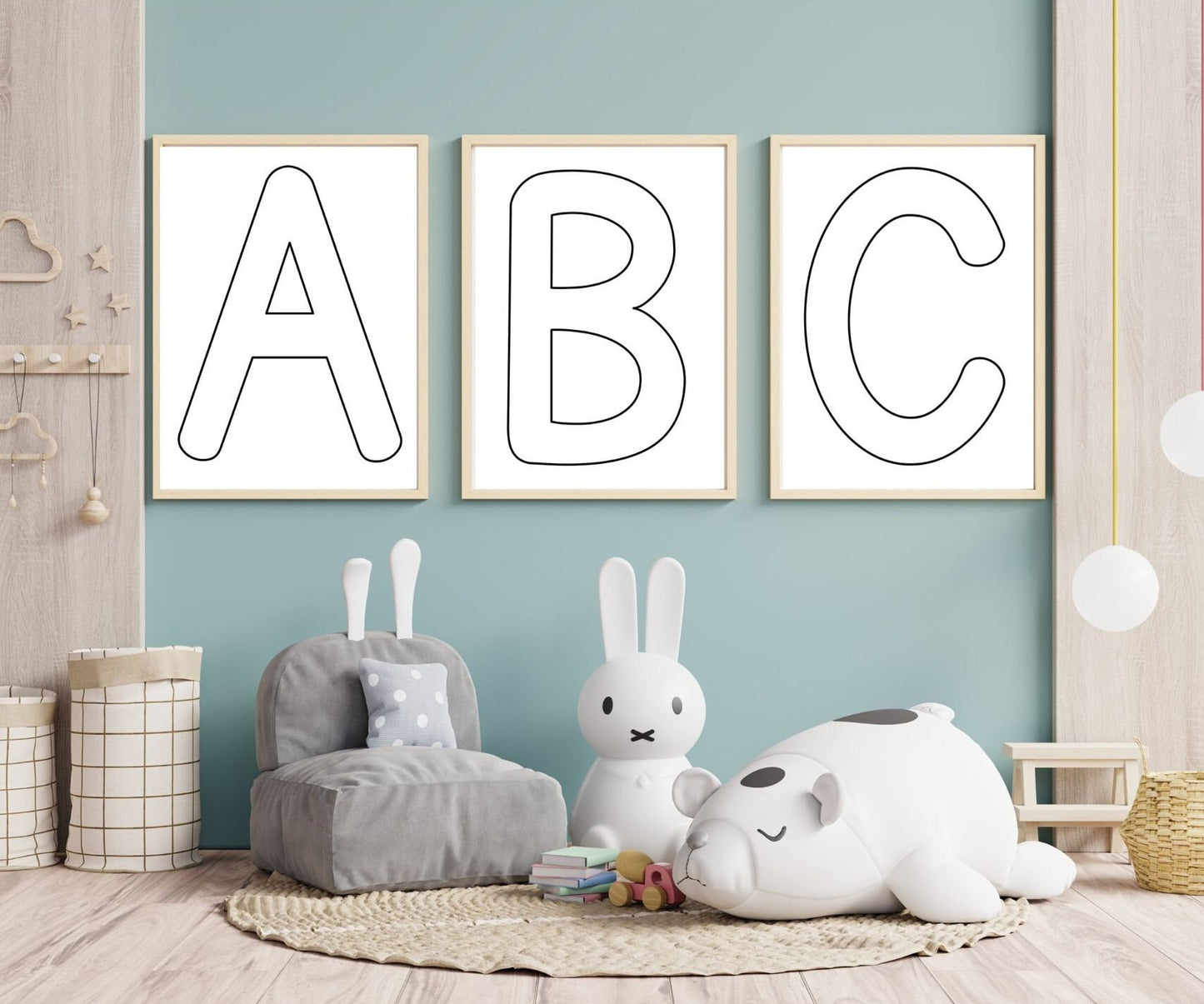 Alphabet Letter Posters, Uppercase and Lowercase, Word Wall, Digital Letters for Children's Room, Children's Decor, Baby Room, Download