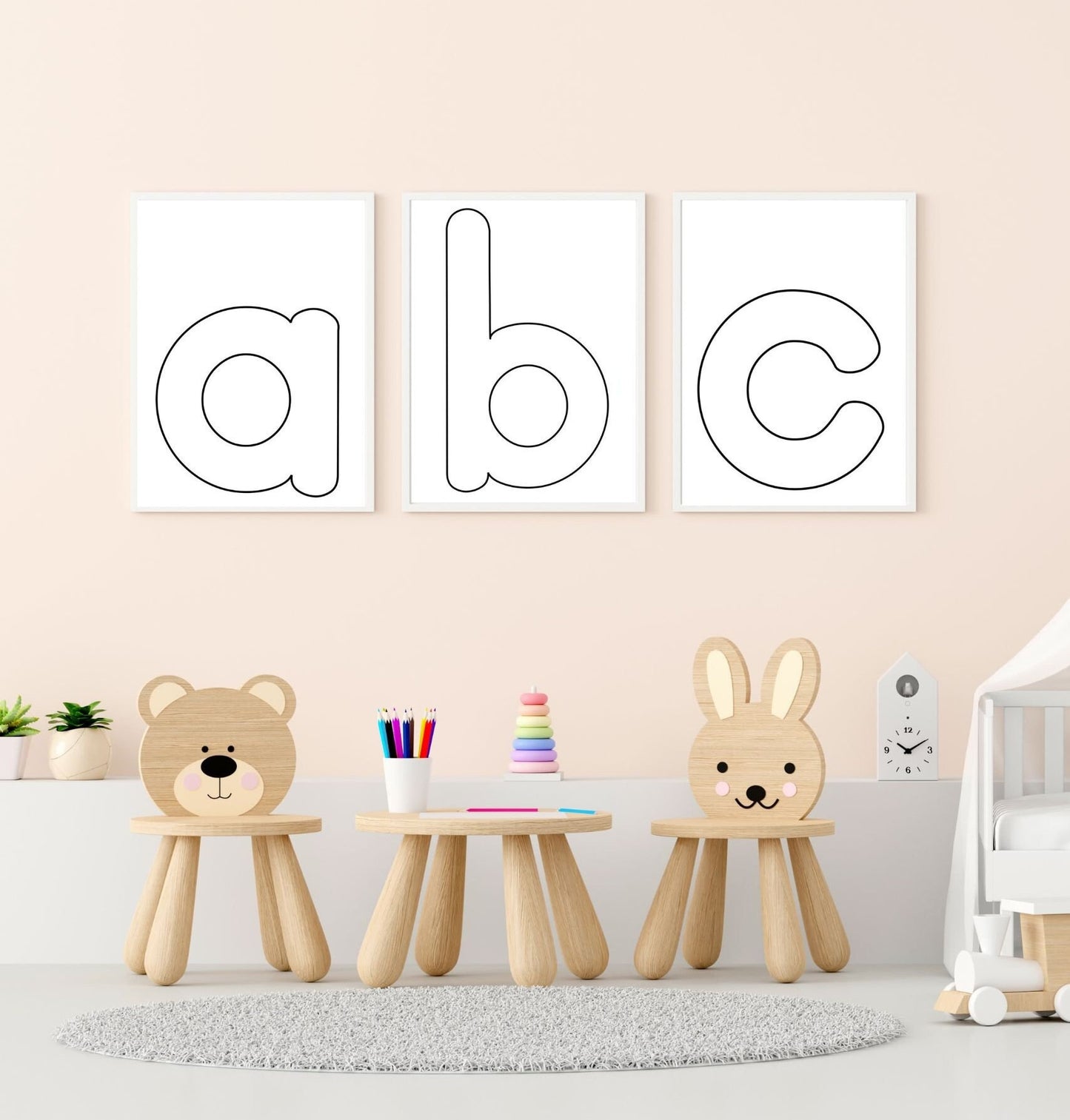 Alphabet Letter Posters, Uppercase and Lowercase, Word Wall, Digital Letters for Children's Room, Children's Decor, Baby Room, Download