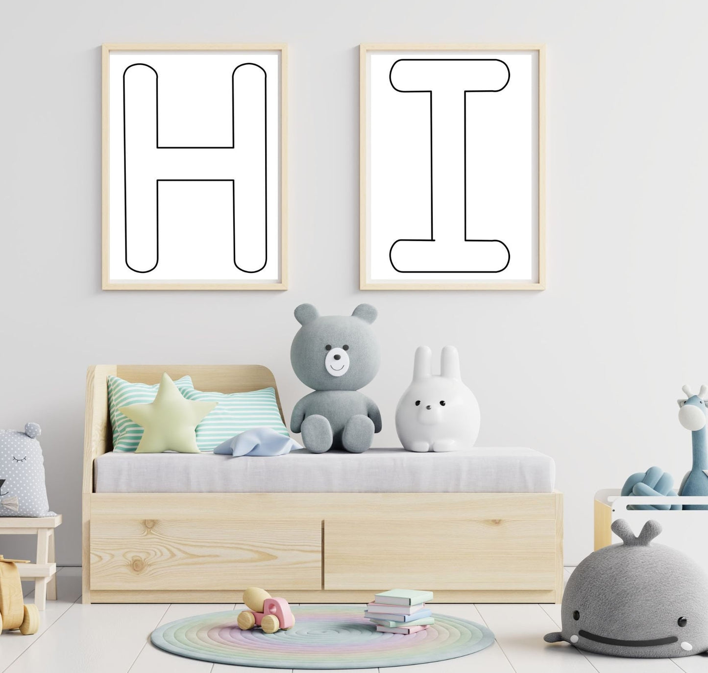 Alphabet Letter Posters, Uppercase and Lowercase, Word Wall, Digital Letters for Children's Room, Children's Decor, Baby Room, Download