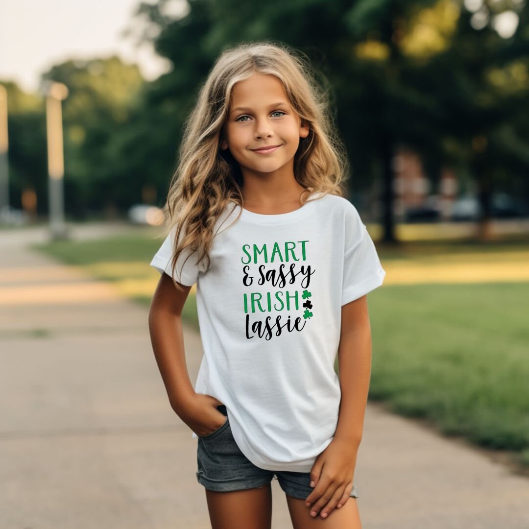 Smart and Sassy Irish Lassie St. Patrick's Day Shirts, Cute T-Shirt, St.Paddy's Day Outfit, Girls T-Shirts, Baby Graphic Tee, Holiday Shirt