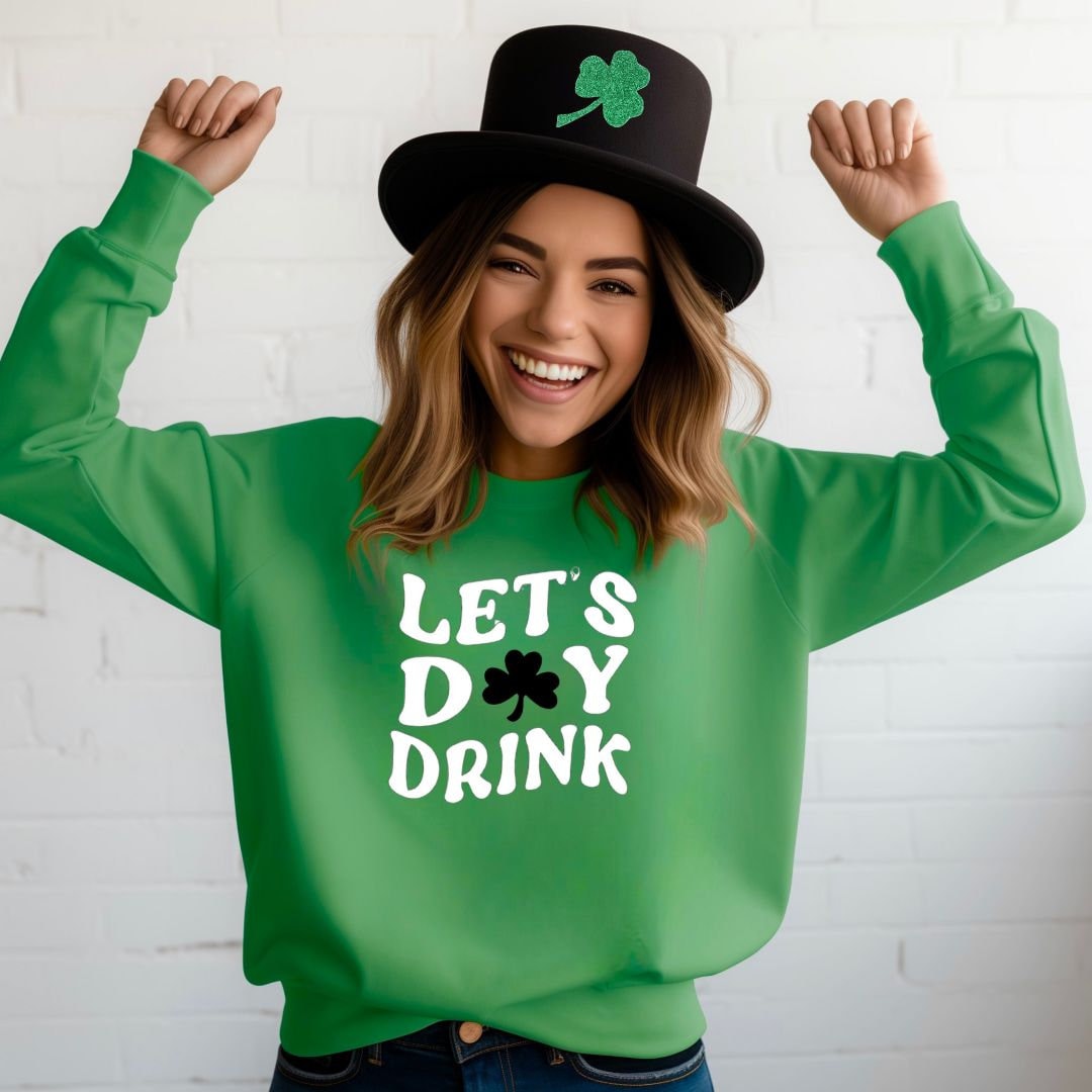 Let's Day Drink Shamrock St. Patrick's Day Shirt, Funny Sweater, St.Paddy's Tee, St. Patrick's Day Pub Shirt, Bar hopping, funny St. Paddys