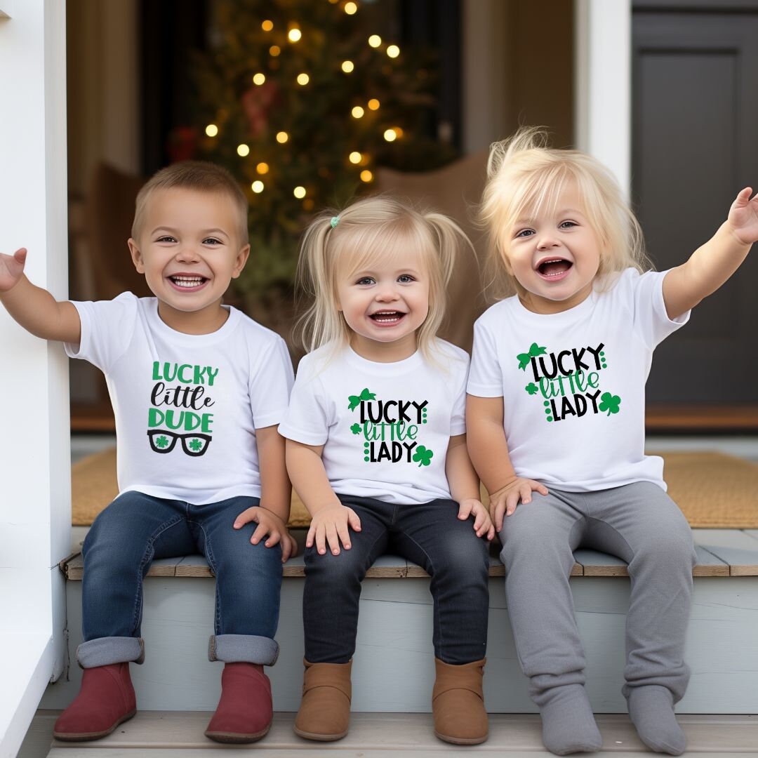 Lucky Little Dude, Lucky Little Lady St. Patrick's Day Shirts, Cute T-Shirt, St.Paddy's Day Outfit, Baby Graphic Tee, Sibling Holiday Shirts