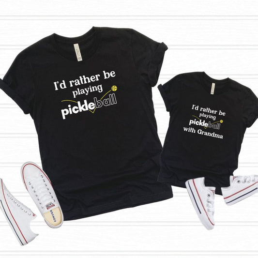 ADULT I'd Rather be Playing Pickleball Family T-Shirts, Personalized, Custom Pickleball Tee Unisex, Team Tee, Matching Family Sports Tee